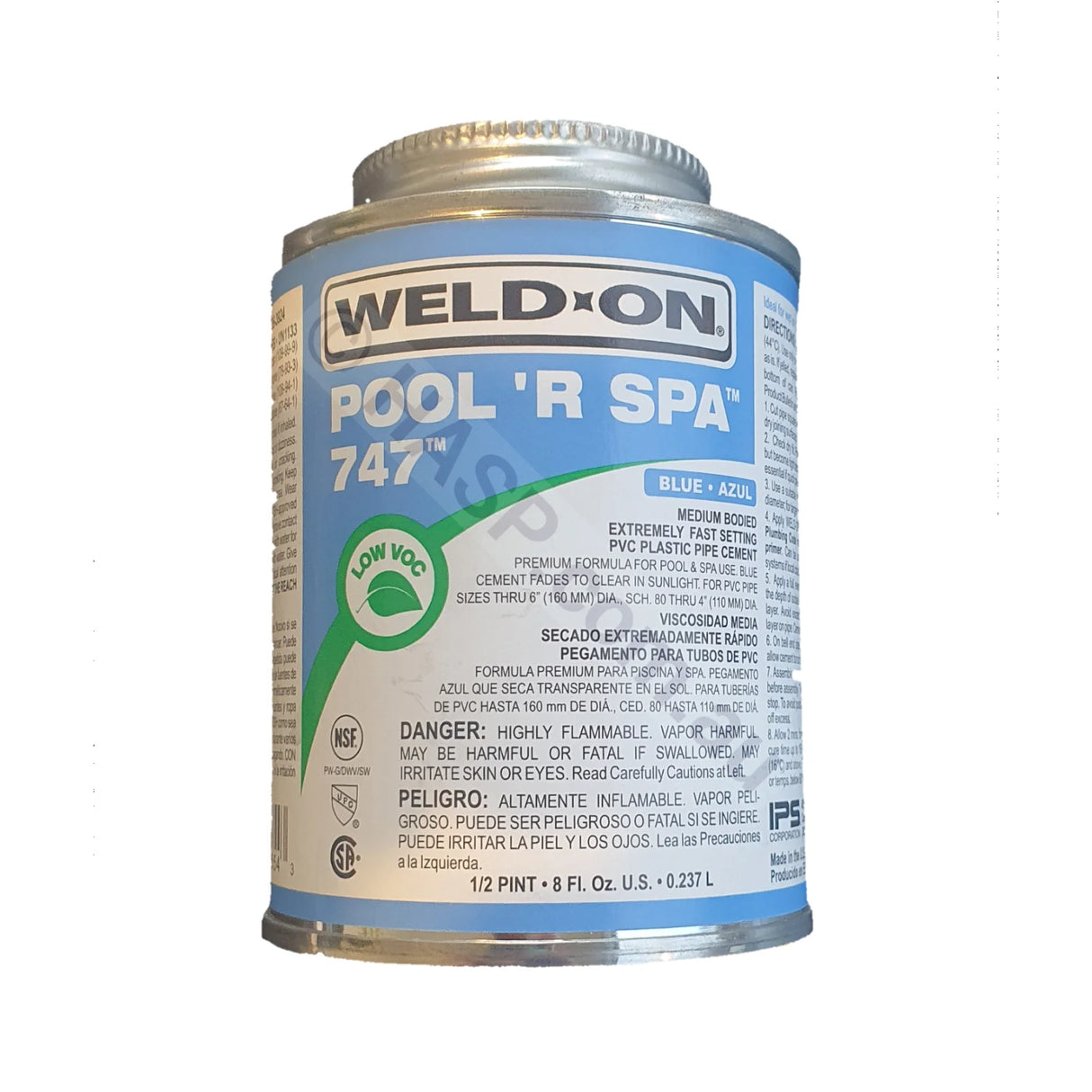 747 IPS Weld-on Pool 'R Spa Glue - 237mL- Blue - Heater and Spa Parts