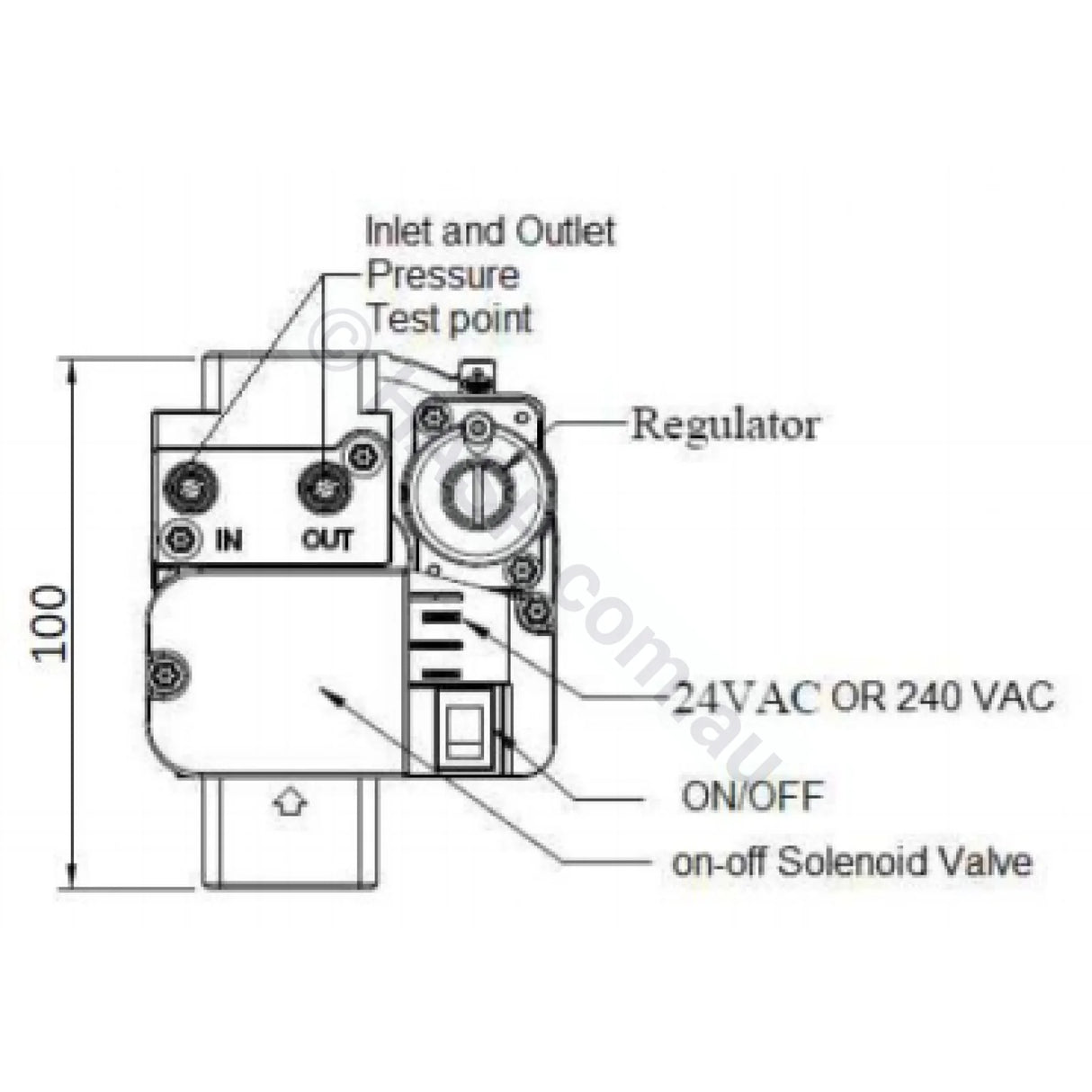 Techrite - Hurlcon Astralpool Gas Regulator Valve for HX 70, HX 120, WX Gas Heaters - Heater and Spa Parts