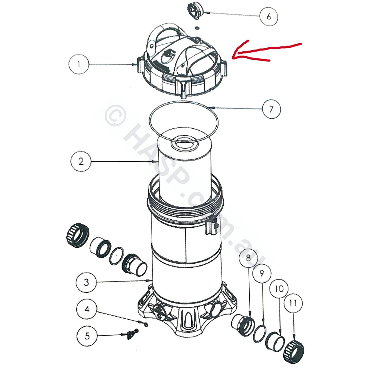 Astralpool ZX filter locking ring detail - replaces superseded parts 7820502 and 7820102