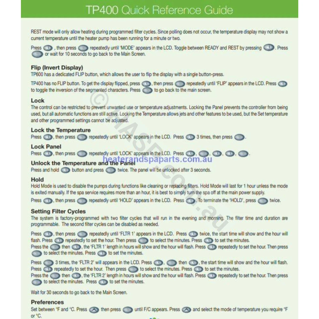 Balboa TP400 Touchpad / Keypad / Control Pad - BP601, BP2100 and Revolution - Heater and Spa Parts