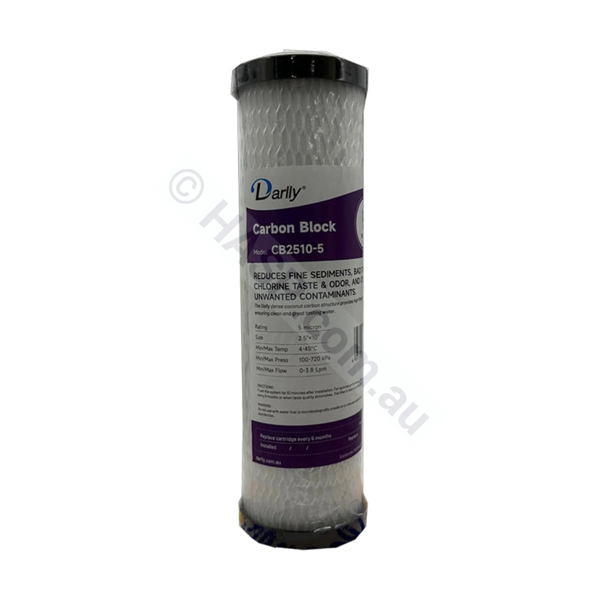 Carbon Block water filter cartridge, 5 micron, 2.5" x 10" Slimline (FC-CB2510-5) - alternate view