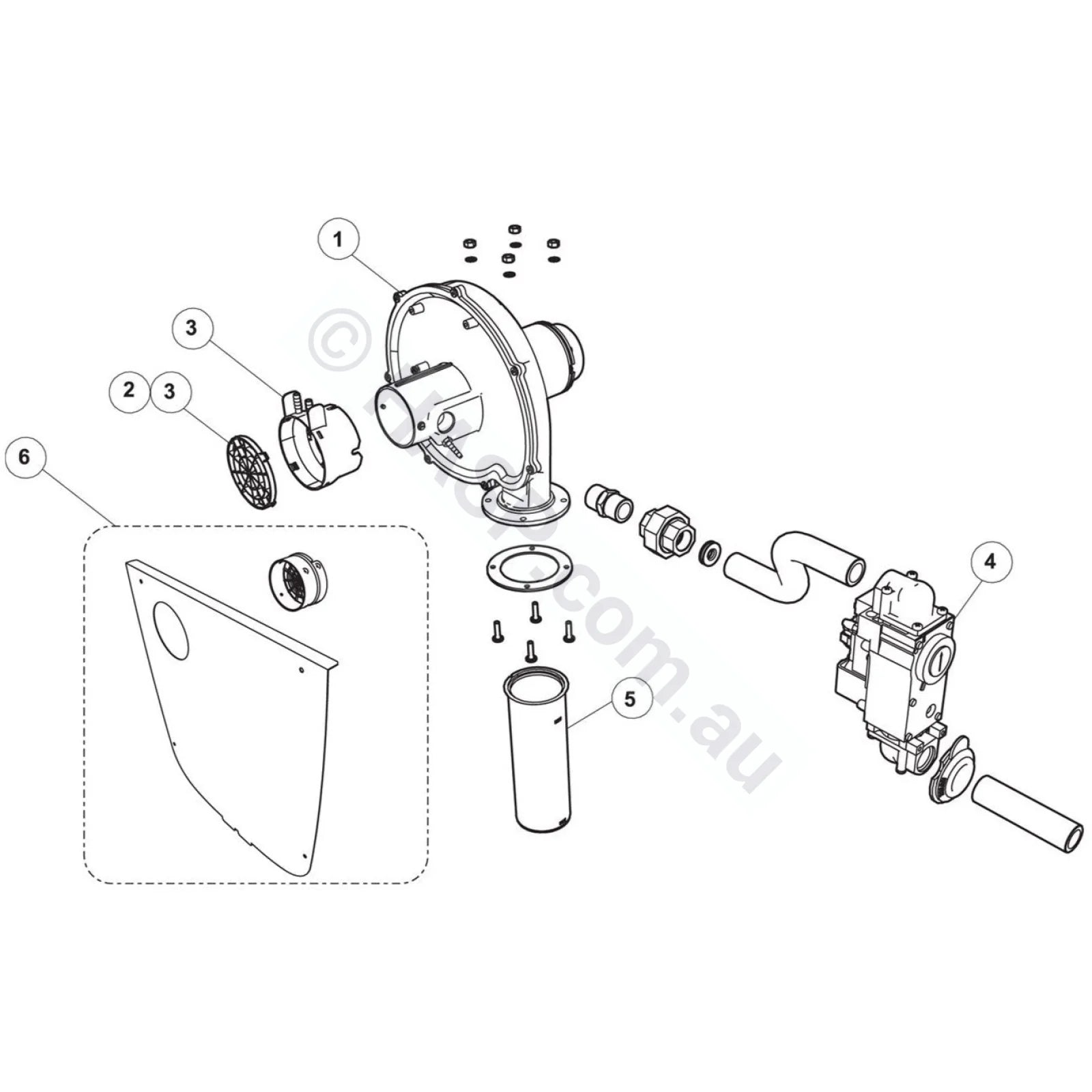 Combustion Fan & Gas Valve Parts - Zodiac Jxi Heater