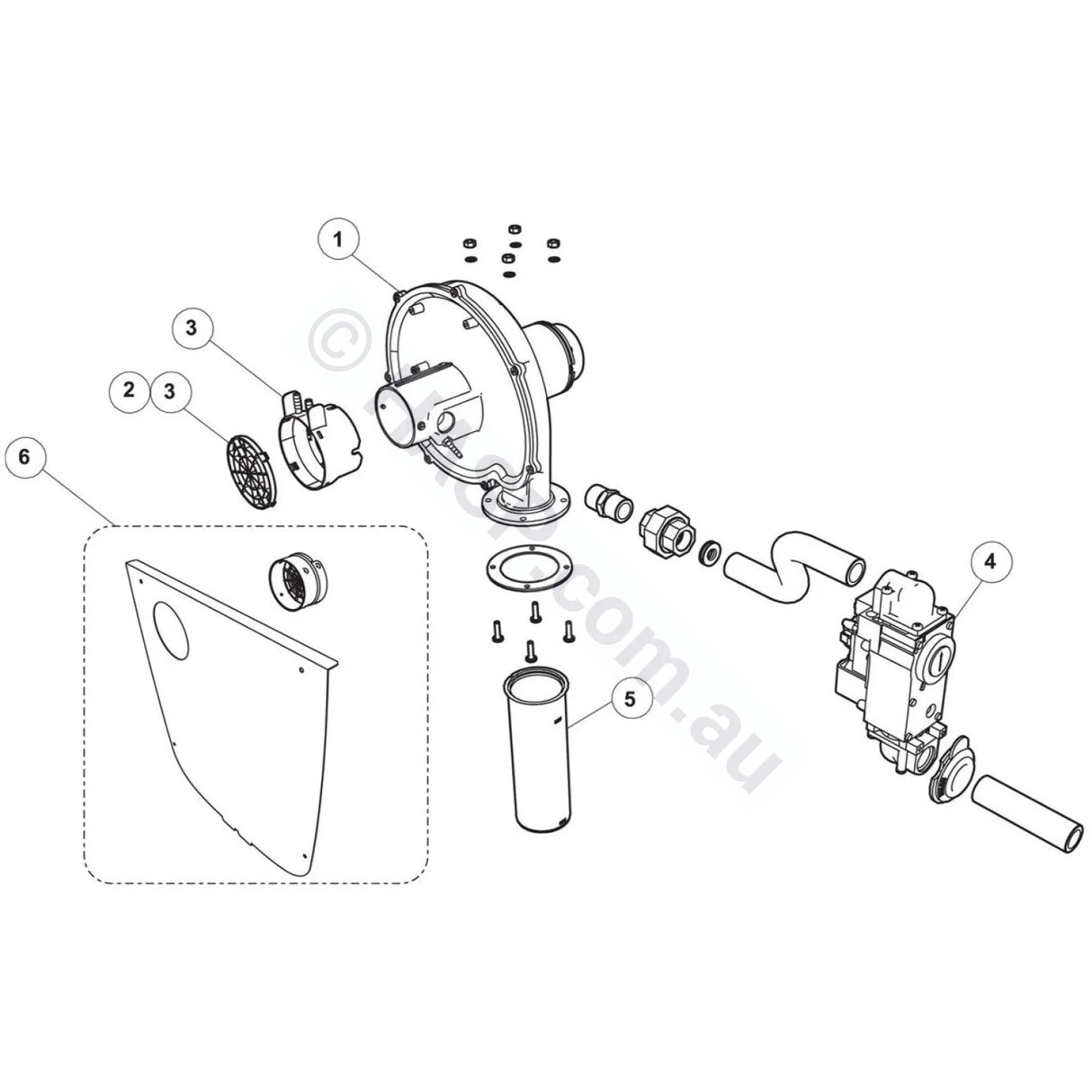 Combustion Fan & Gas Valve Parts - Zodiac Jxi Heater