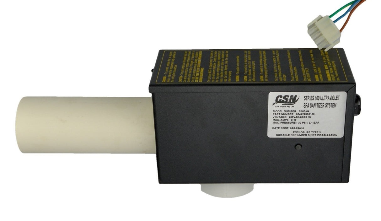 S100 Spa Uv Sanitation System (Up To 75Lpm) W/ Power Splitter & Adaptors Ozone Generator