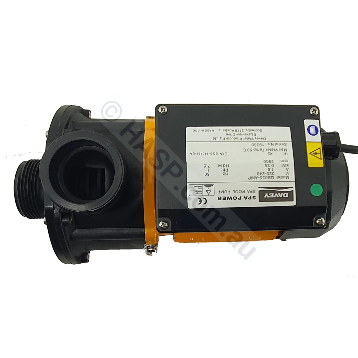 Davey QB035 Spa Circulation Filtration Pump - .25kW or 1/3HP - Heater and Spa Parts