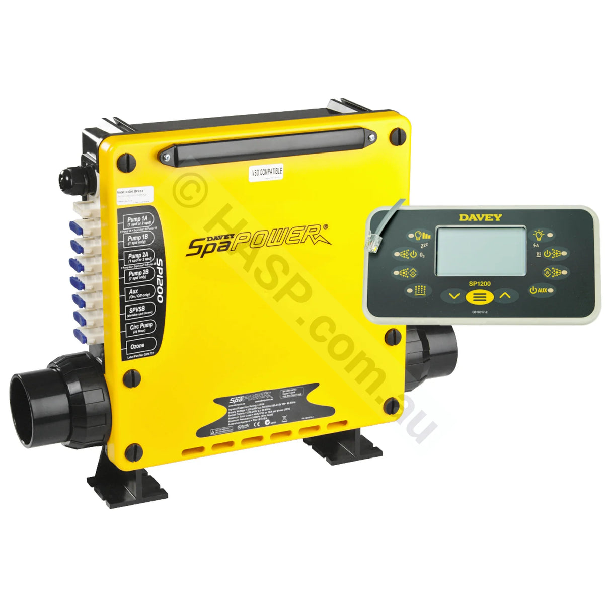 Davey Spa-Quip Spa Power 1200 Spa Control System - 3.0kw 4.5kw 6.0kw - Oval or Rectangle Touchpad Rectangle Touchpad