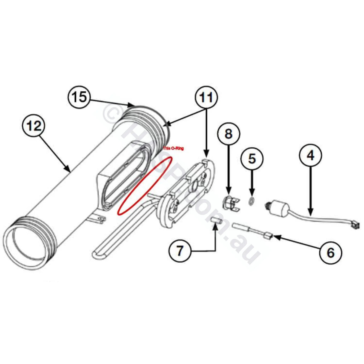 Davey SpaQuip Heater Element 'Boss' O-ring for Old-Style Heater Tubes - Pre 2015 - Heater and Spa Parts