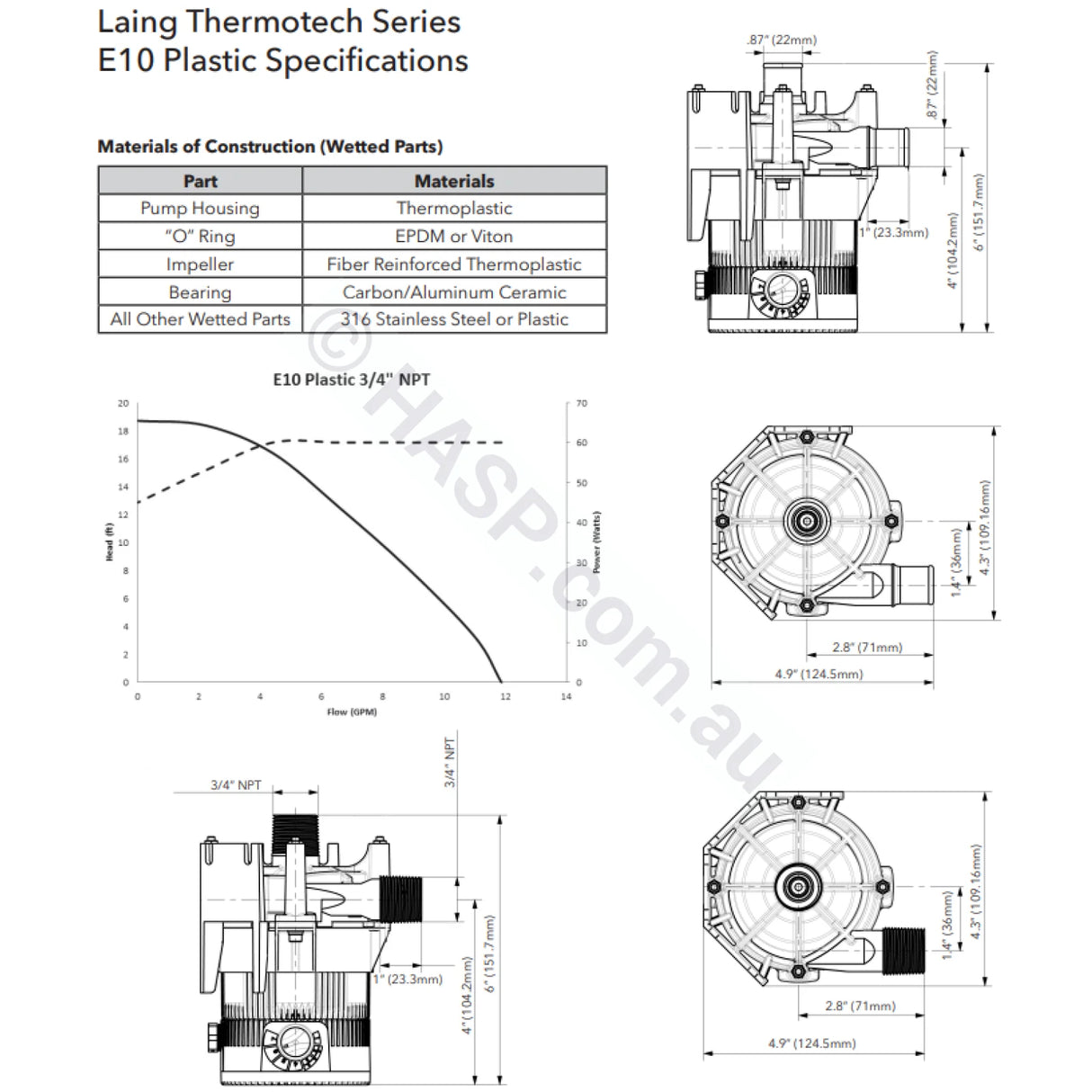 E10 Spa Circulation Pump - Itt Laing Xylem Goulds Thermotech Also Jacuzzi / Filtration Pumps
