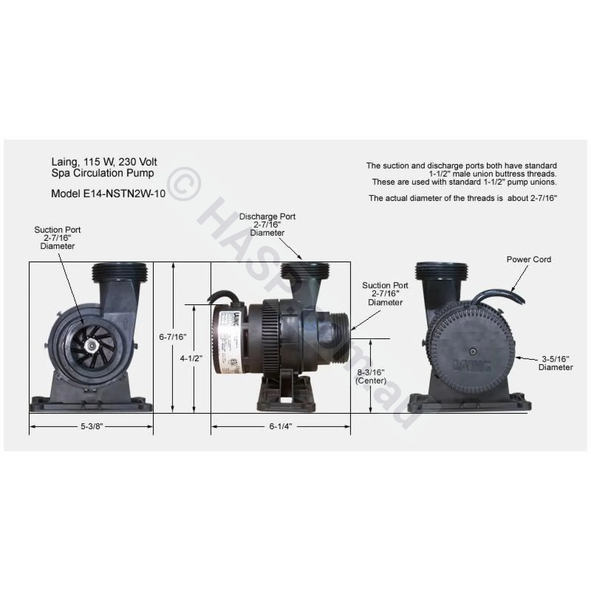 E14 ITT Laing Thermotech Xylem Goulds E-14 Spa Circulation / Filtration / Heating Pump - Heater and Spa Parts