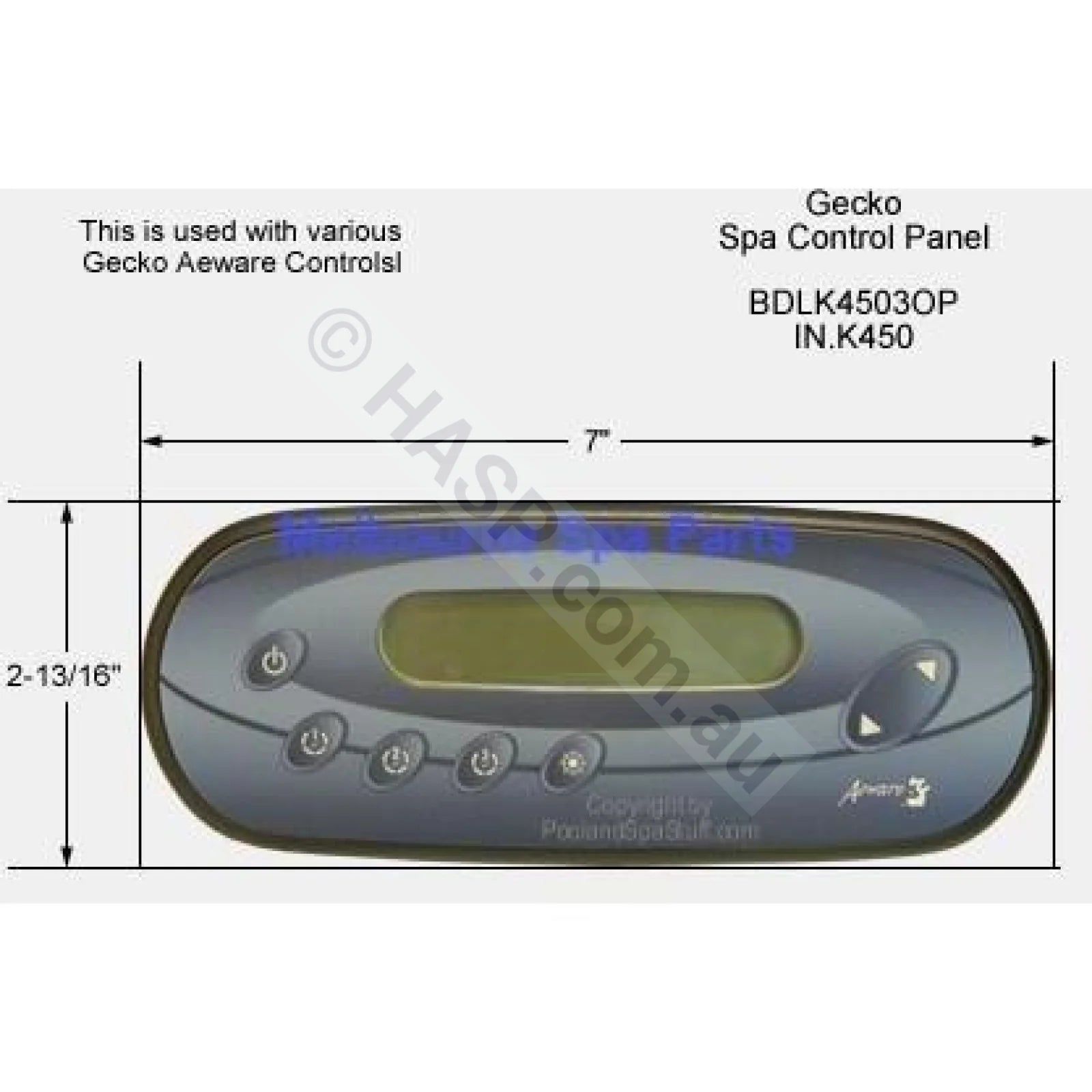 Gecko IN.K450 Touch Pad - Keypad used on Maax, Jaden, LA and others. - Heater and Spa Parts