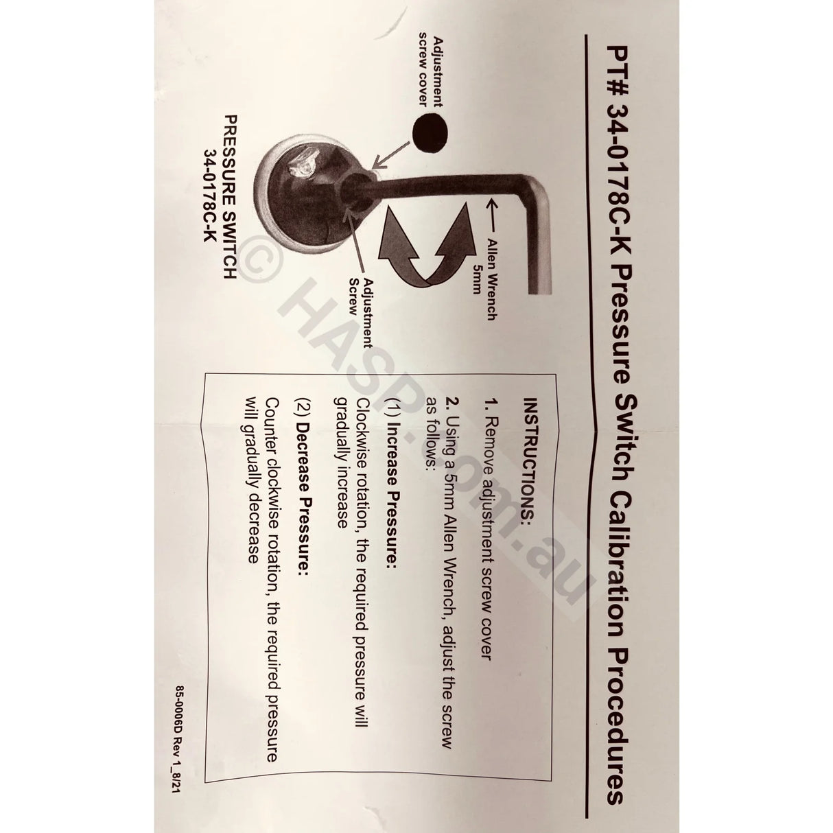 Gecko Pressure Switch - Universal Gas Heater Parts
