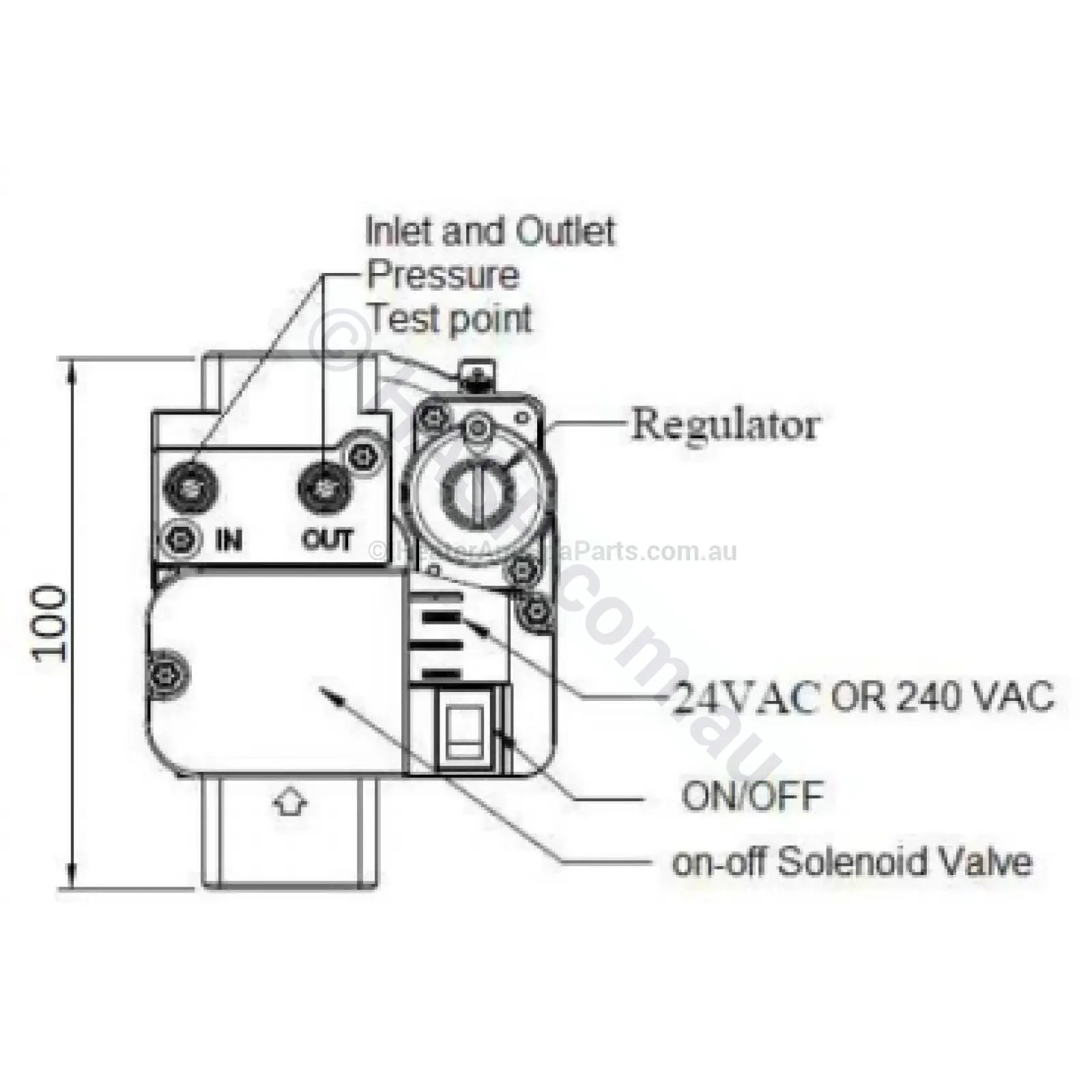 Hurlcon Astralpool Gas Regulator Valve For Hx 70 120 Jx 130 160 And Wx Heaters Gas Heater Parts