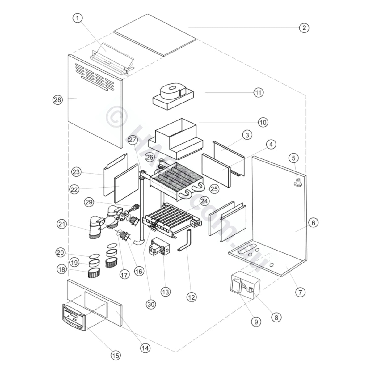 Hurlcon Astralpool JX 130 / JX 160 Wall-Mount Gas Heater Spare Parts - JX130/JX160 - Heater and Spa Parts