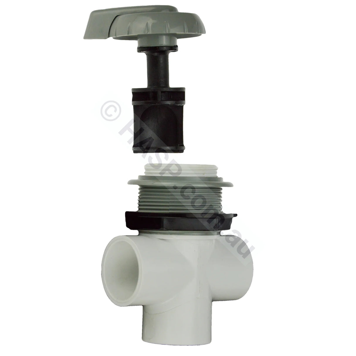 Hydroair 1" / 25mm 3 Port Diverter Valve - Grey - 60mm - Heater and Spa Parts