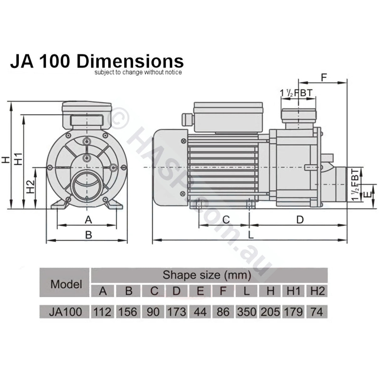 LX Whirlpool JA100 Spa Circulation Pump - 1.0HP - Replaces DXD 310 EA 350 TDA 100 DH 1.0 Circulation / Filtration Pumps