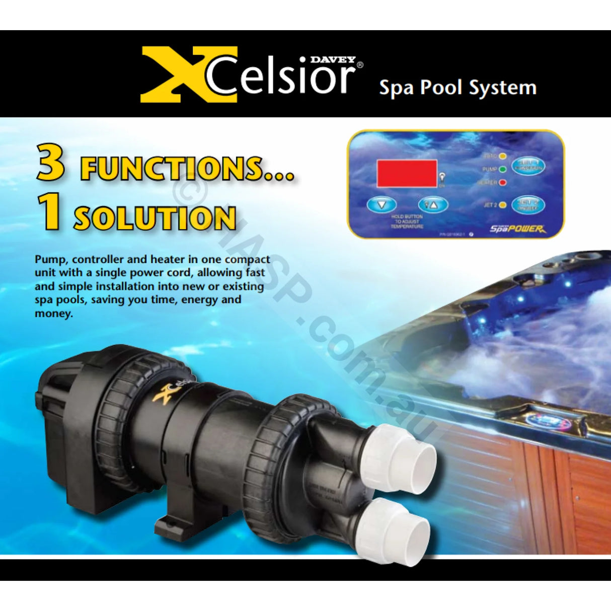 Davey Xcelsior Spa Hot Pump System * QX350P10 & QX350P15 - Heater and Spa Parts