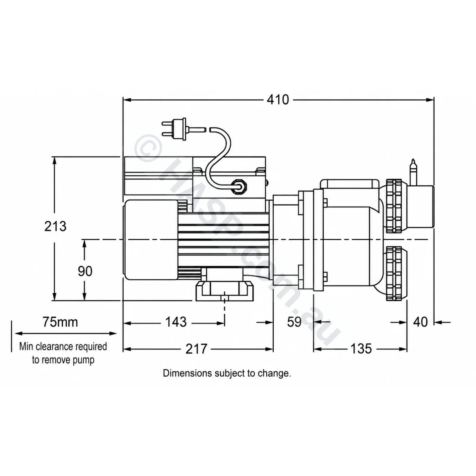 Onga Balboa 2381 1HP w/ 1.35kW Heater - Heated Spa Bath Pump - B-23810100 - Pump