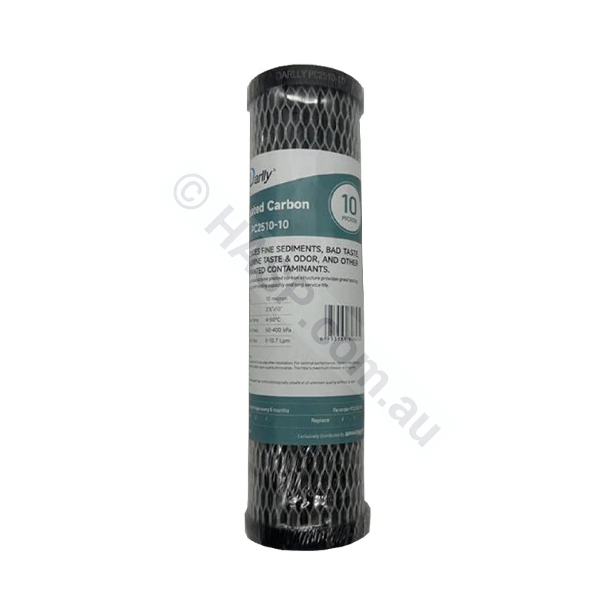 Pleated Carbon water filter cartridge, 10 micron, 2.5" x 10" Slimline (FC-PC2510-10)