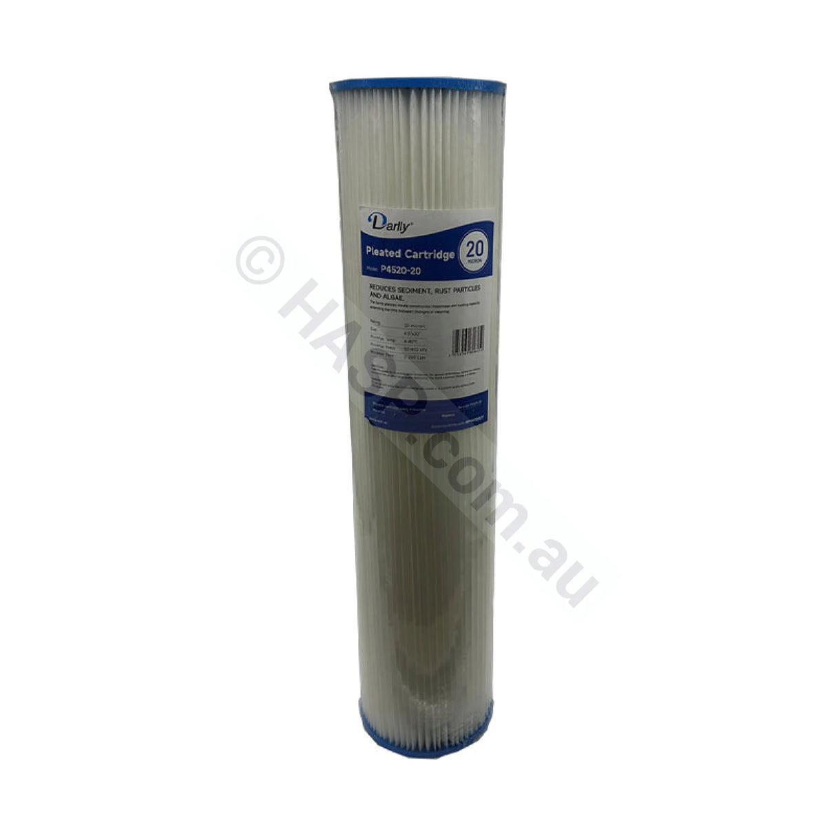 Pleated Sediment water filter cartridge, 20 micron, 4.5" x 20" Big Blue (FC-P4520-20)