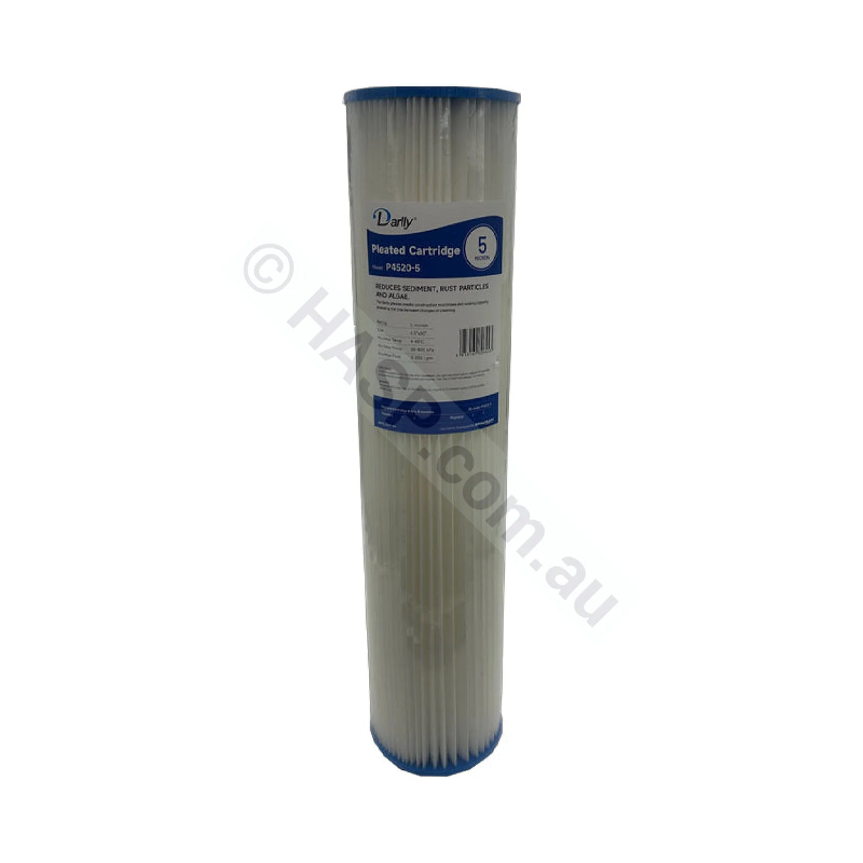 Pleated Sediment water filter cartridge, 5 micron, 4.5" x 20" Big Blue (FC-P4520-5)