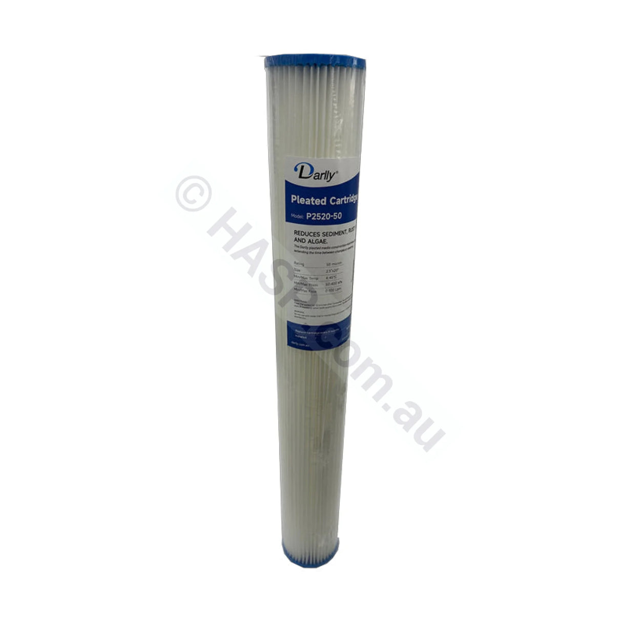 Pleated Sediment water filter cartridge, 50 micron, 2.5" x 20" Slimline (FC-P2520-50)