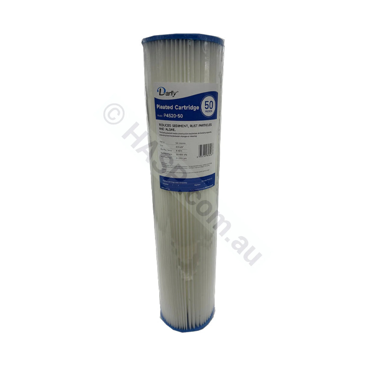 Pleated Sediment water filter cartridge, 50 micron, 4.5" x 20" Big Blue (FC-P4520-50)