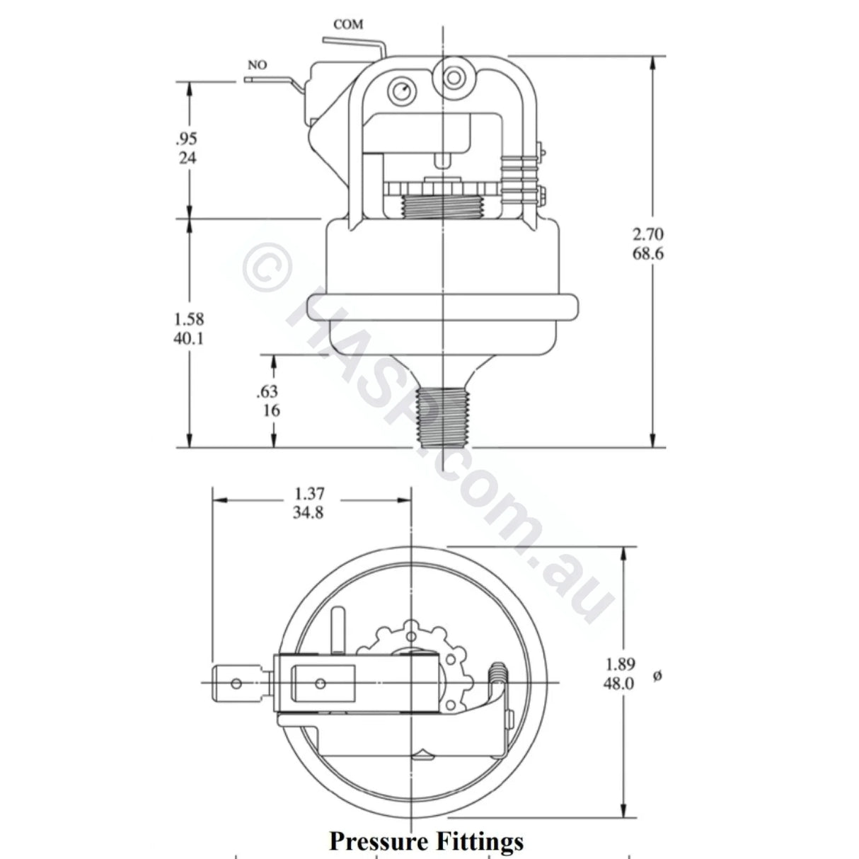 Tecmark & Hydroquip Water Pressure Switch - Pentair Raypak and Others - Heater and Spa Parts