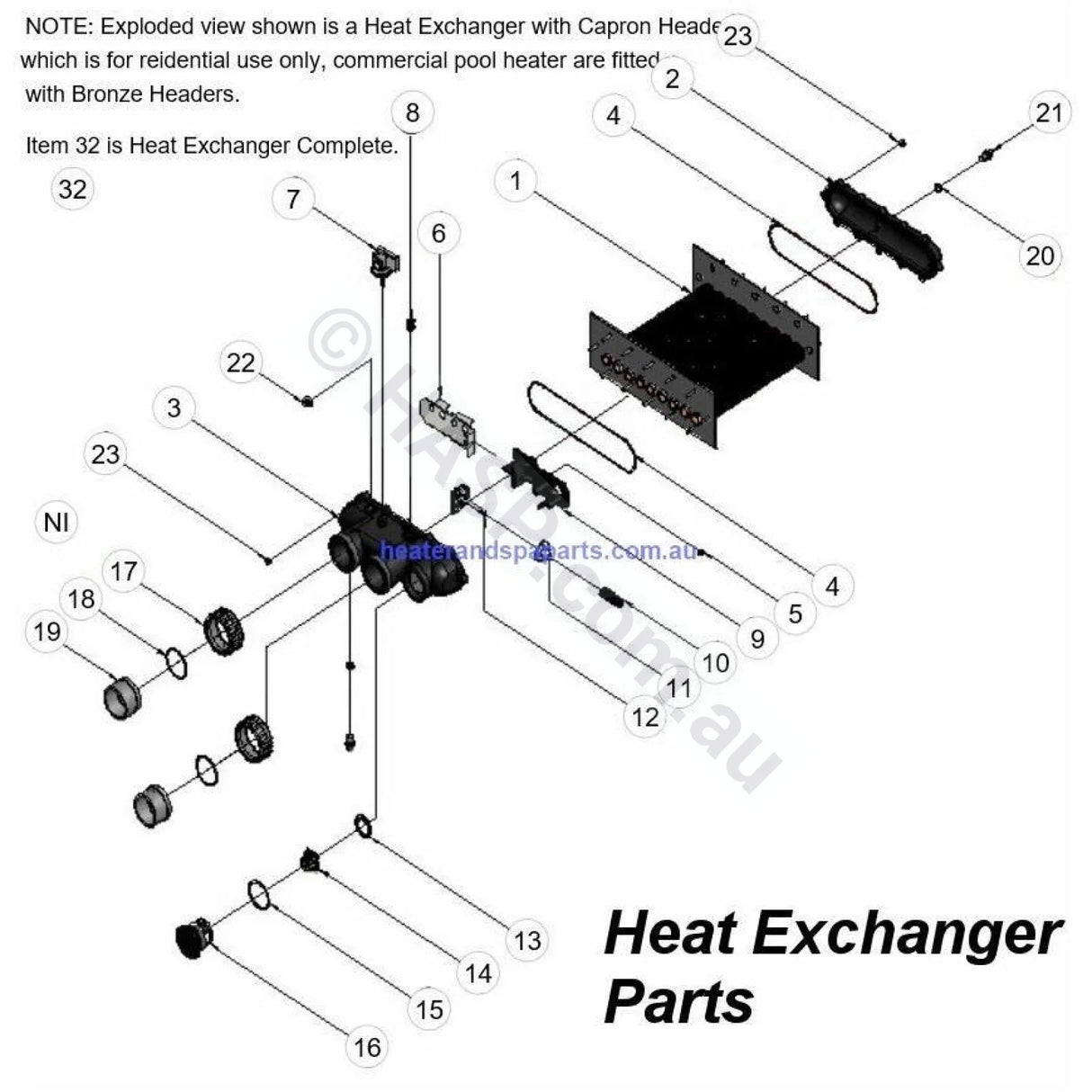 Raypak 200, 280, 350, 430 Gas Pool Heater Spare Parts with Diagrams - also RP2100 - Heater and Spa Parts
