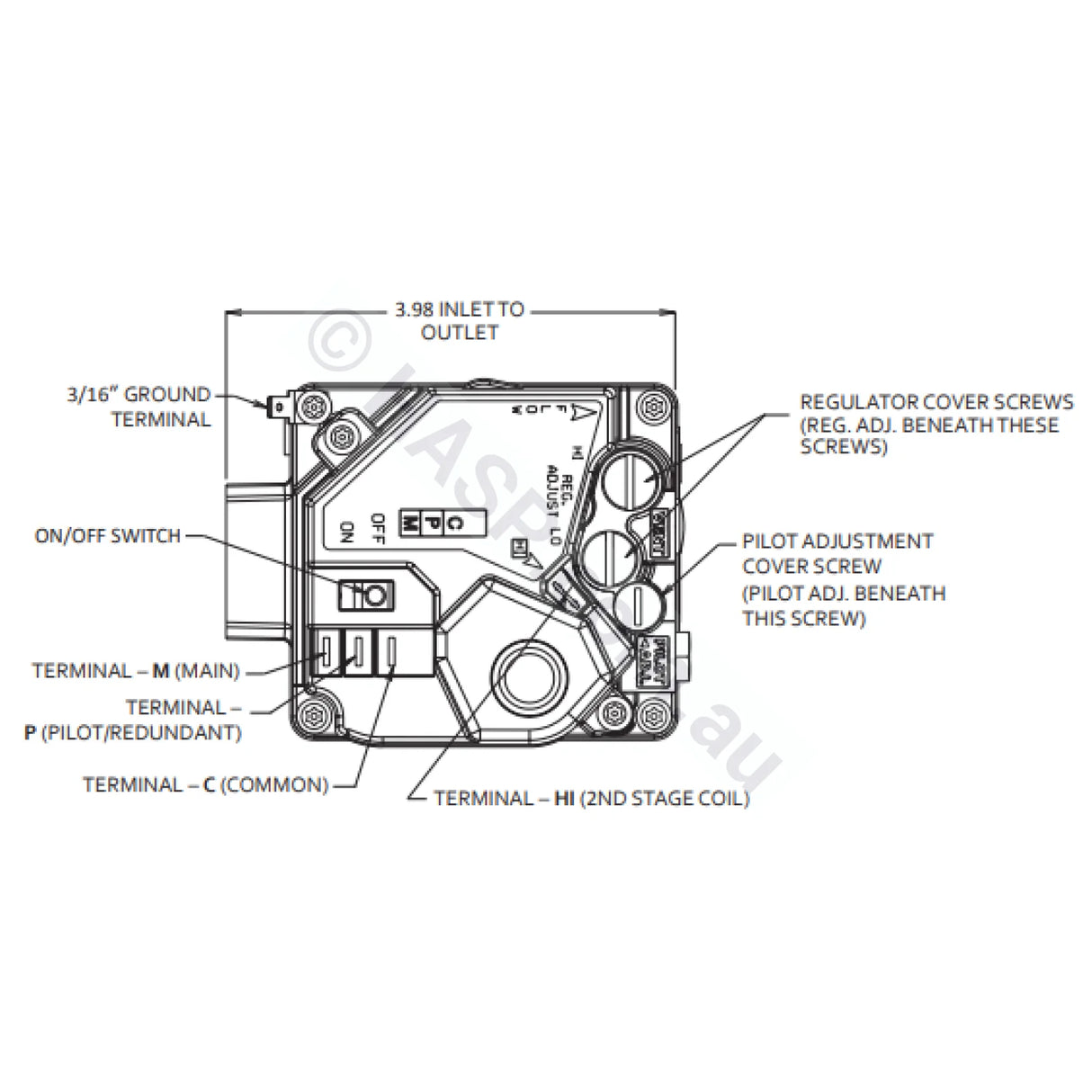White Rodgers 36H32-409 24V Gas Valve - Raypak since 2019 - Heater and Spa Parts