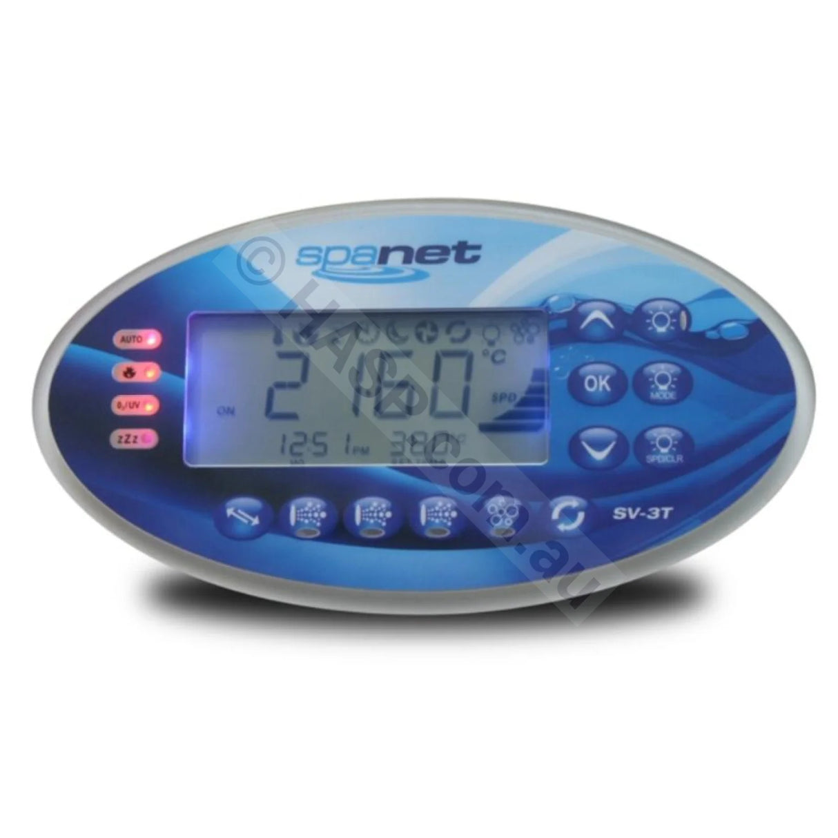 SpaNET SV3 - SV-3T or Vortex Spas VSX3 3VH Touchpad Keypad Control Pad - Heater and Spa Parts
