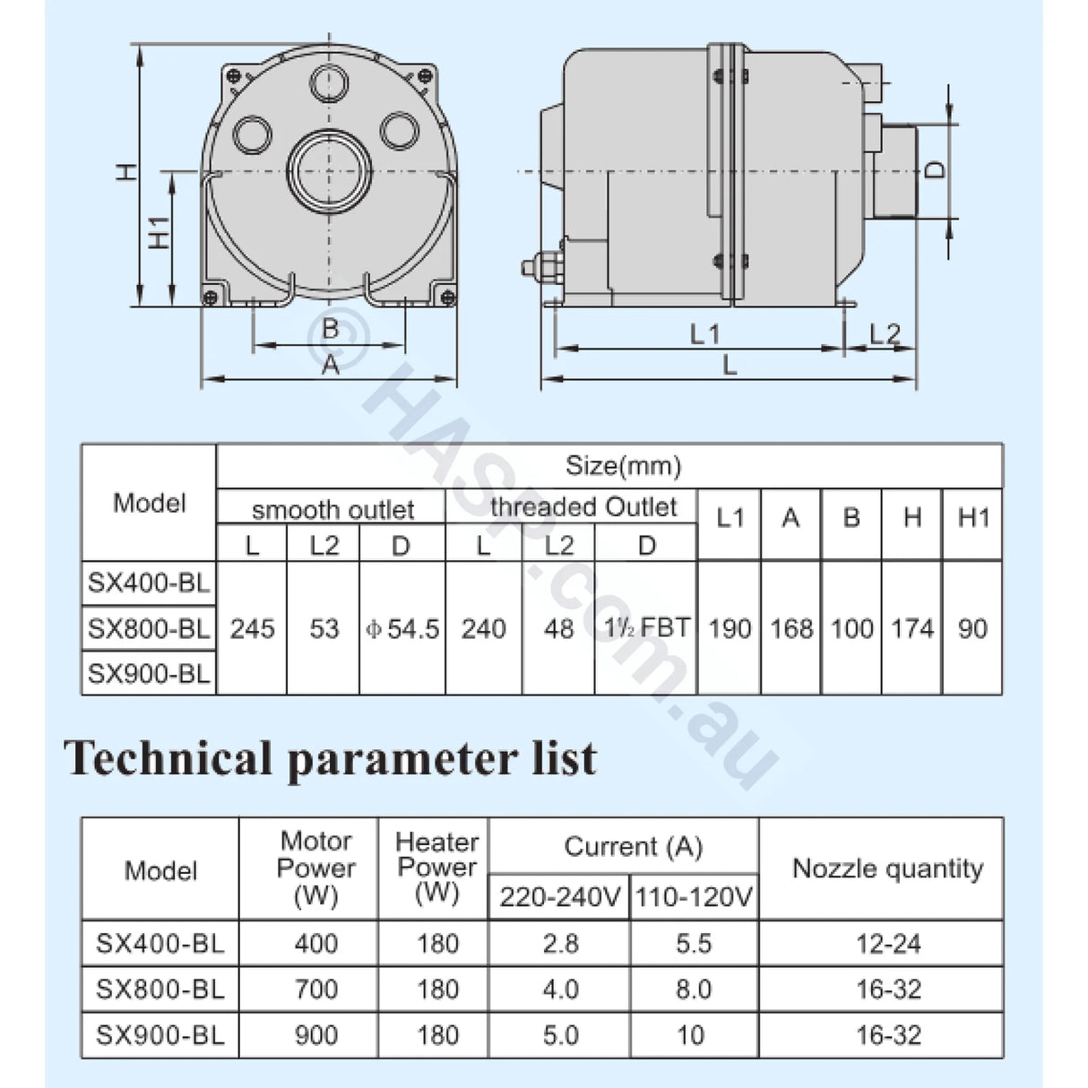 Spatex Sx 800 Heated Spa Blower - Universal Air Blowers