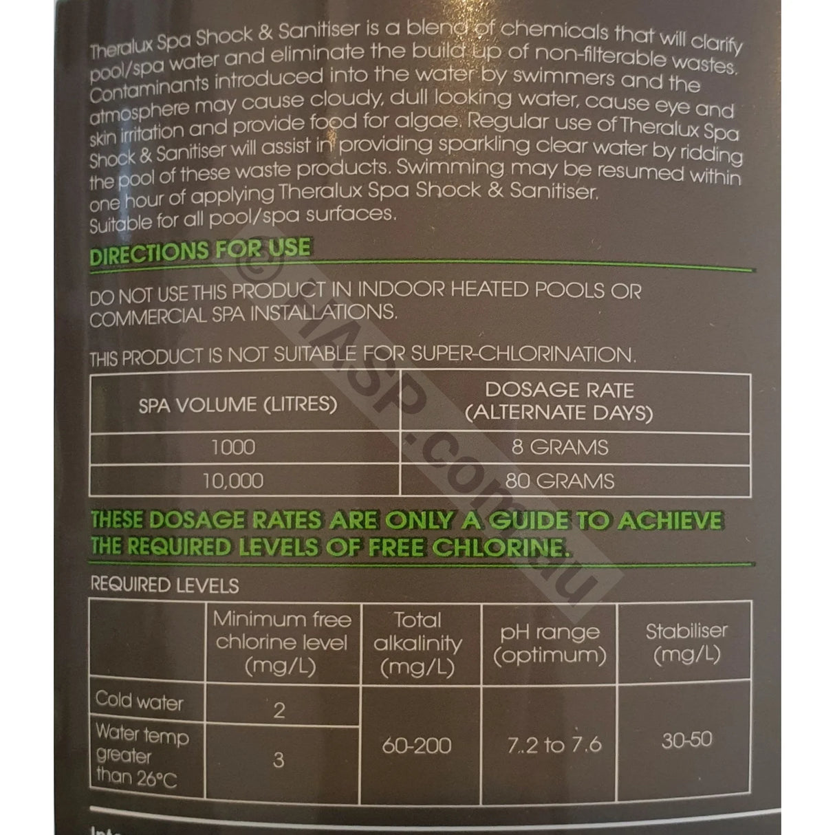 Theralux Spa Sanitizer - Lithium Hypochlorite Replacement - 1kg - Heater and Spa Parts