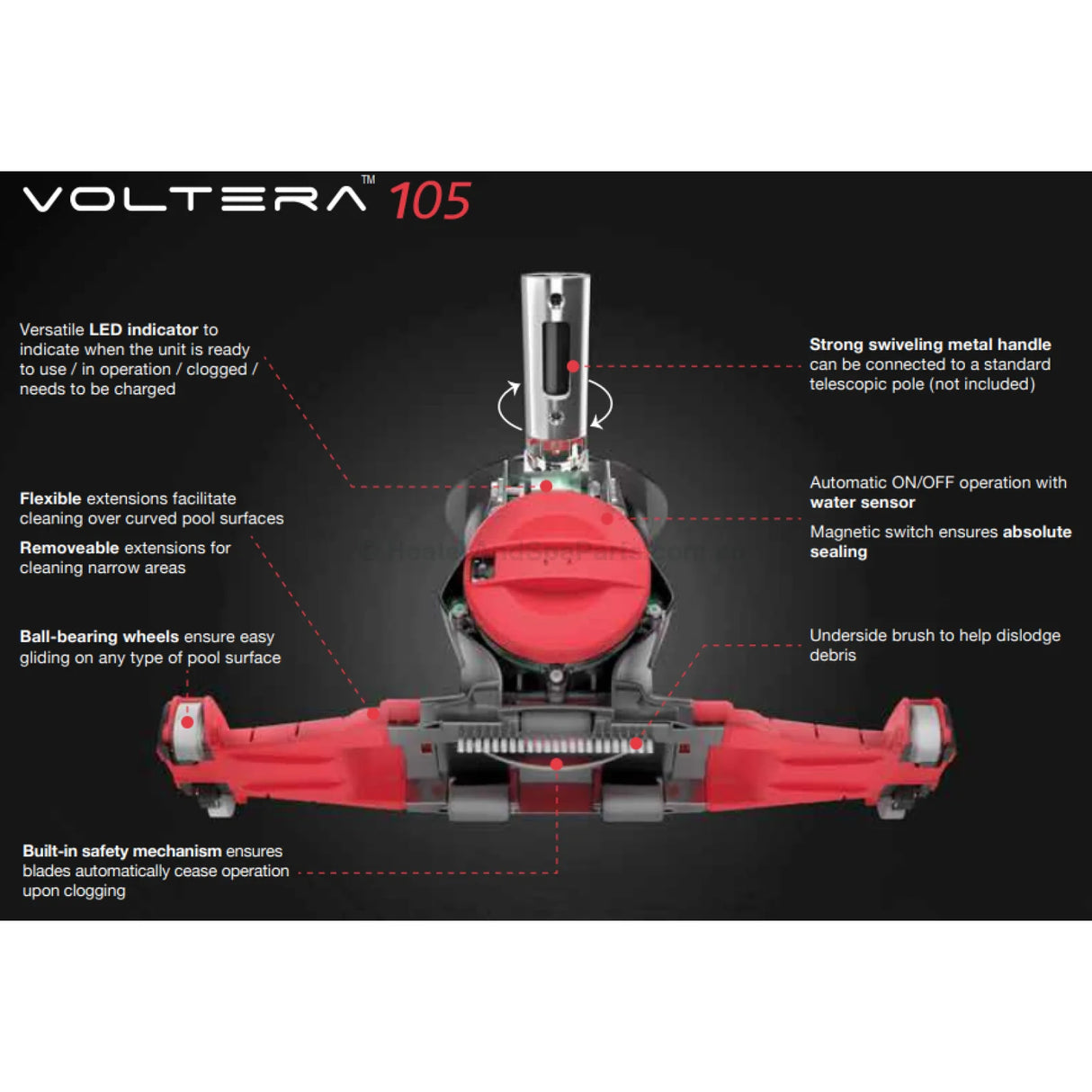 Voltera 105 - Rechargeable Cordless Spa Vacuum Swimspas & Small Pools Vacuums
