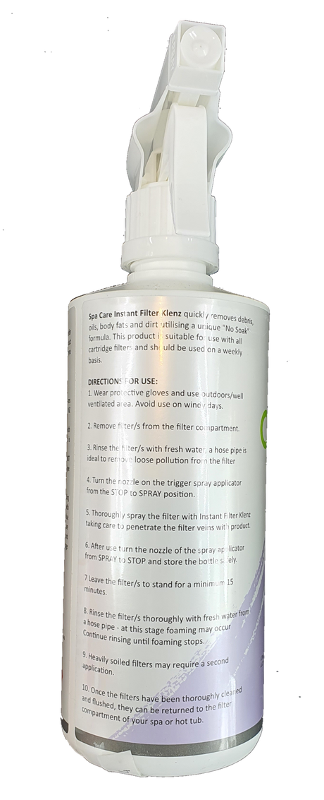 SpaCare Instant Filter Klenz - Cartridge Filter Cleaner 500ml - Heater and Spa Parts