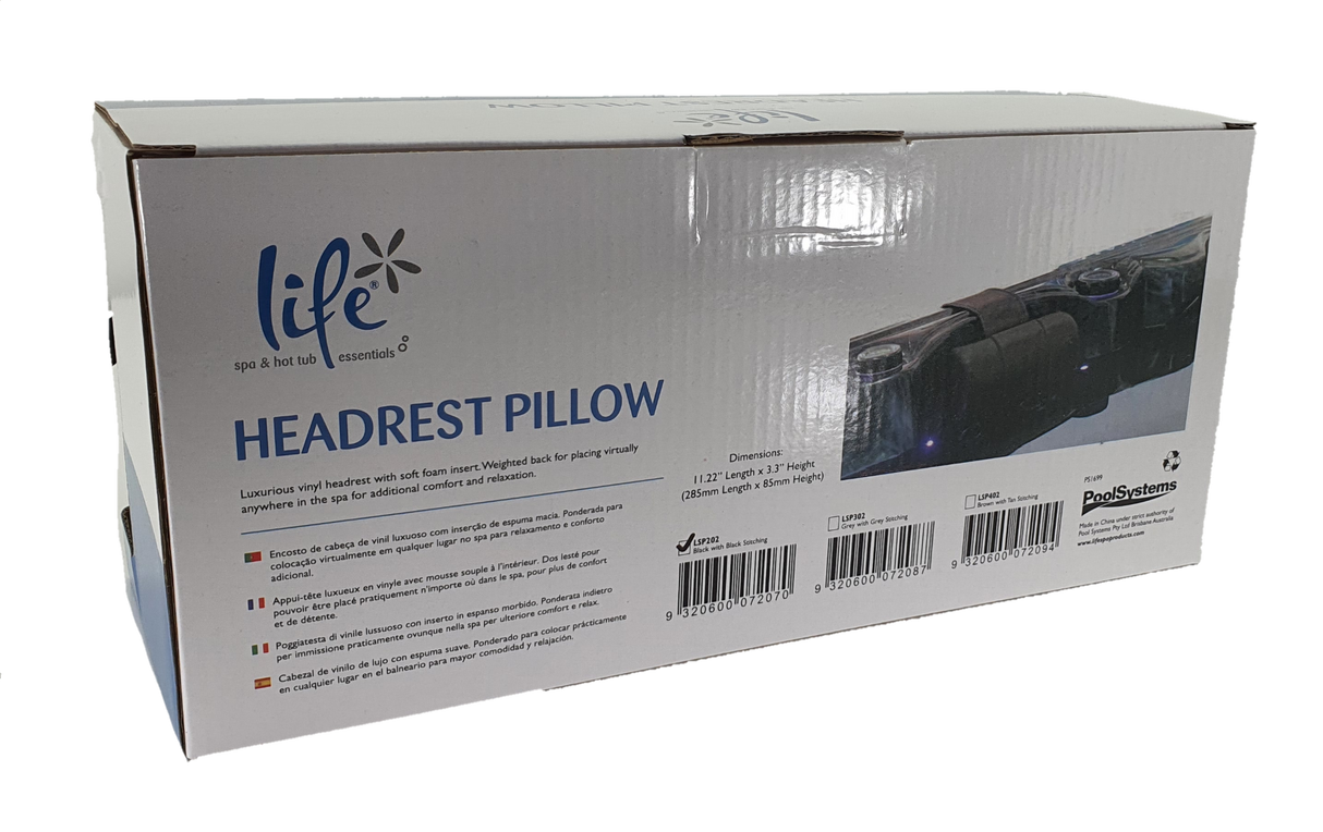 Universal Spa Headrest Pillow - Black Vinyl - Luxury - Heater and Spa Parts