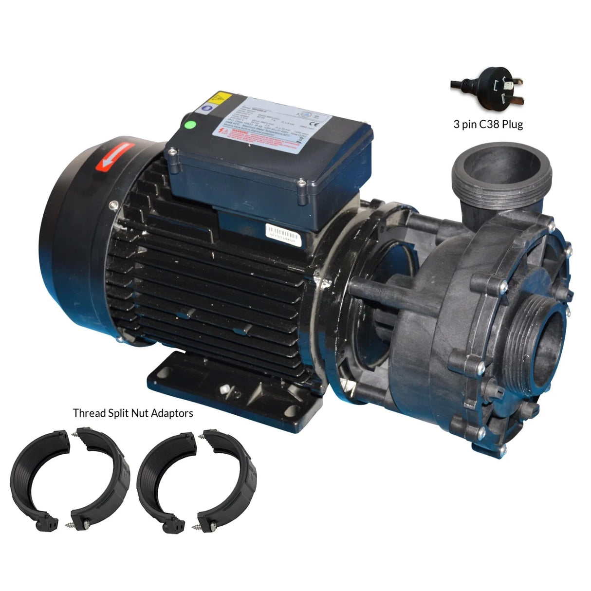 2.0 Hp Maxi-Flow Single Speed Spa Pump Replacement - Q6883 / A7134075 A7134110 2.0Hp 1-Speed W/ C38