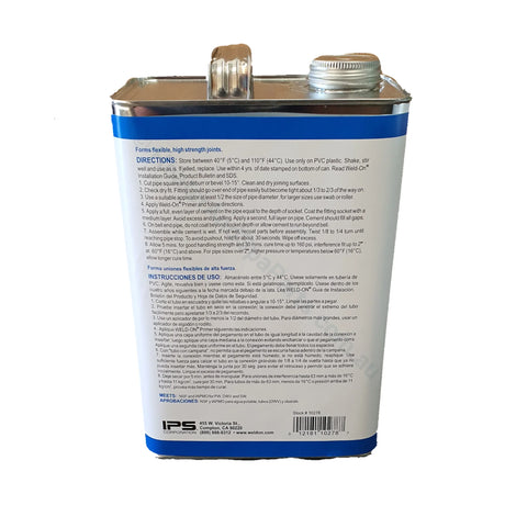 795 IPS Weld-on Pool 'R Spa Glue - 1 Gallon / 3.785L - Clear - Heater and Spa Parts