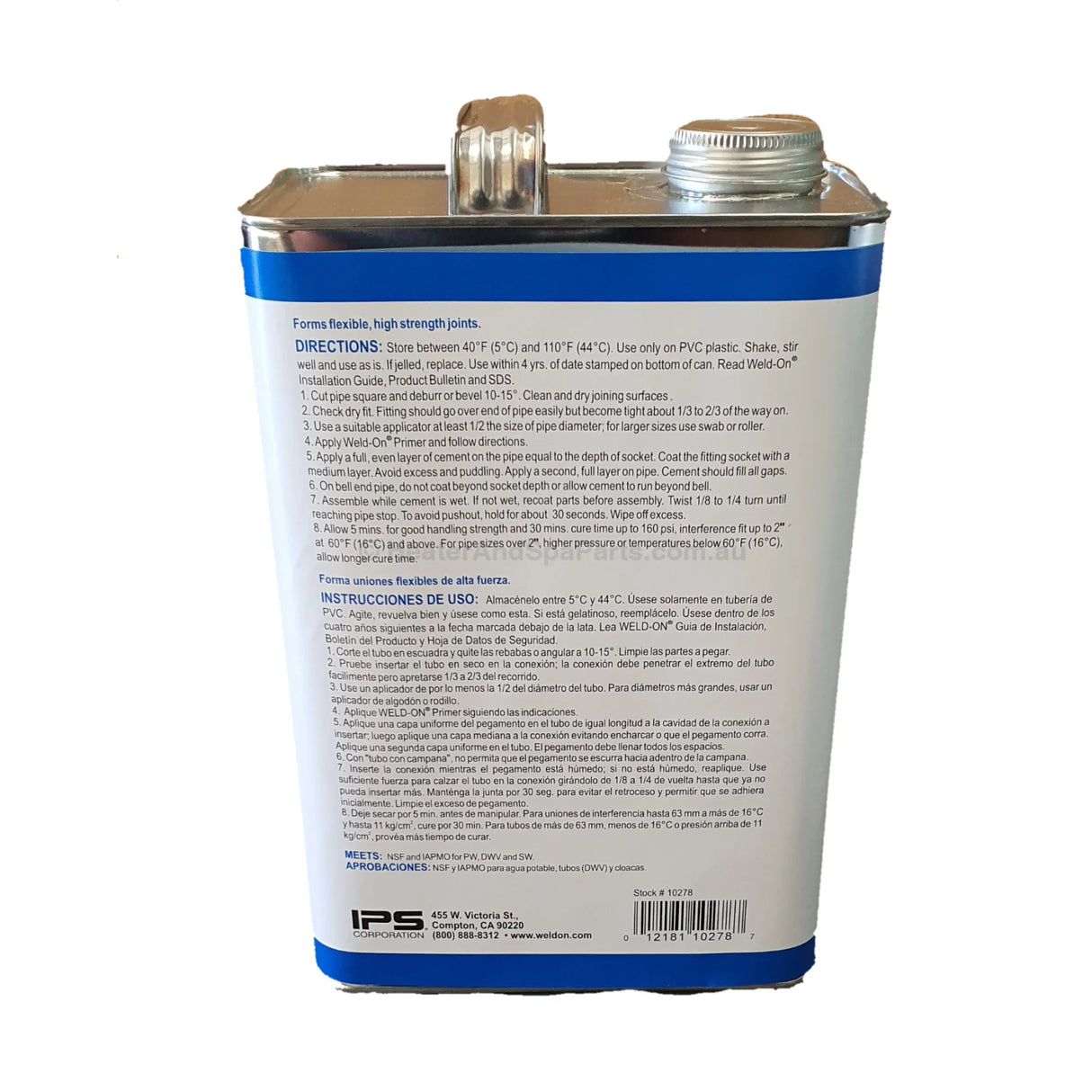 795 IPS Weld-on Pool 'R Spa Glue - 1 Gallon / 3.785L - Clear - Heater and Spa Parts