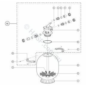 Astralpool MPV Multiport Valve Parts for RX Sand Filters - RX280 RX360 RX400