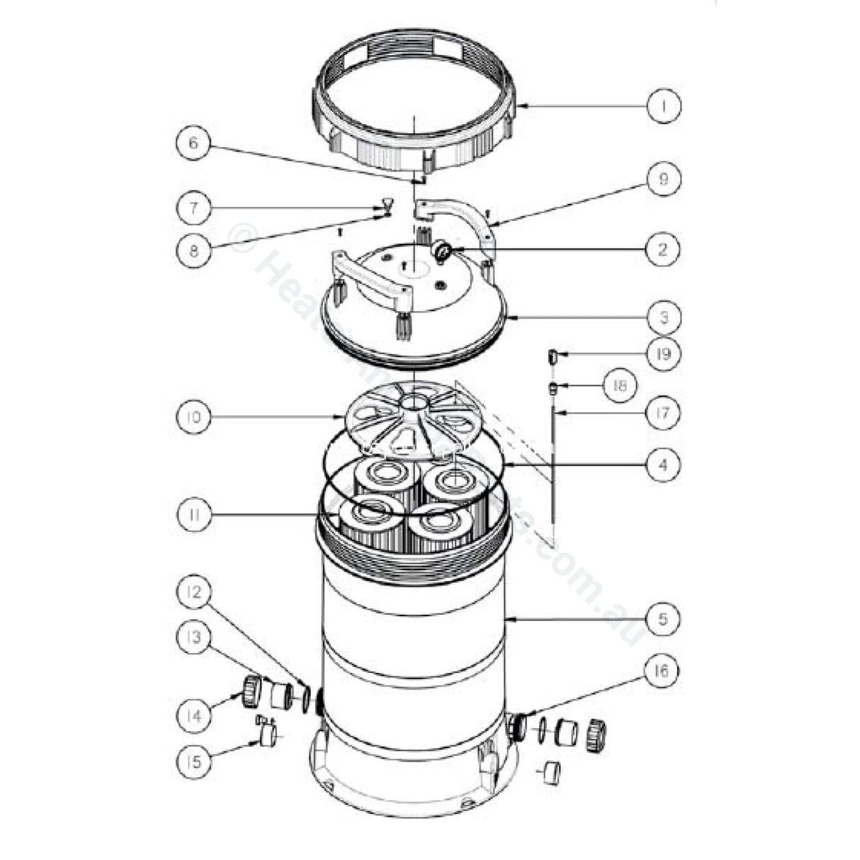 Astralpool Viron CL Filter Lid - Heater and Spa Parts