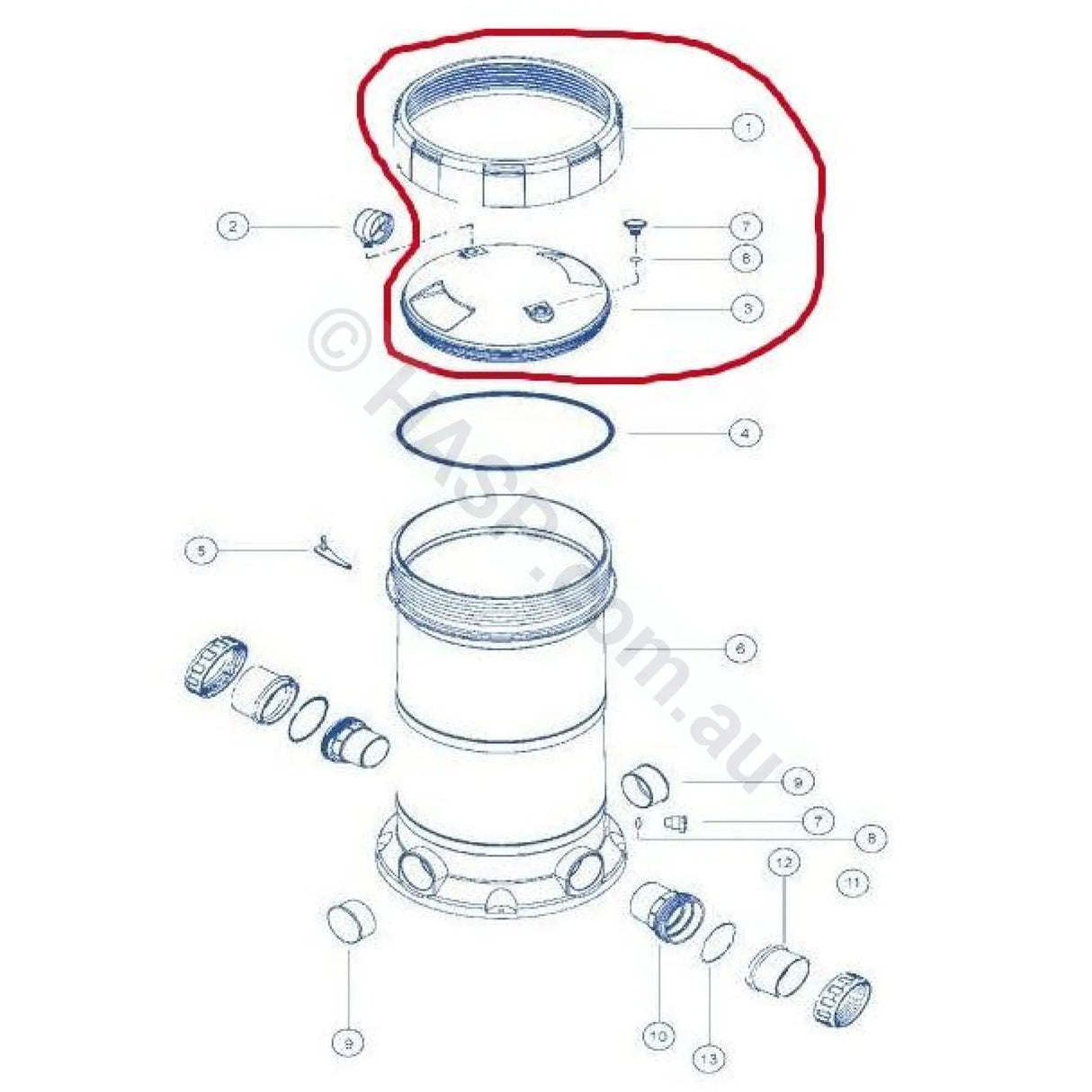 LID KIRARA  3本 Astral Pool ZX Cartridge Filter Lid and Lock Ring Assembly