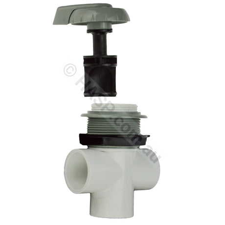 Hydroair 1" / 25mm 3 Port Diverter Valve - Grey - 60mm - Heater and Spa Parts