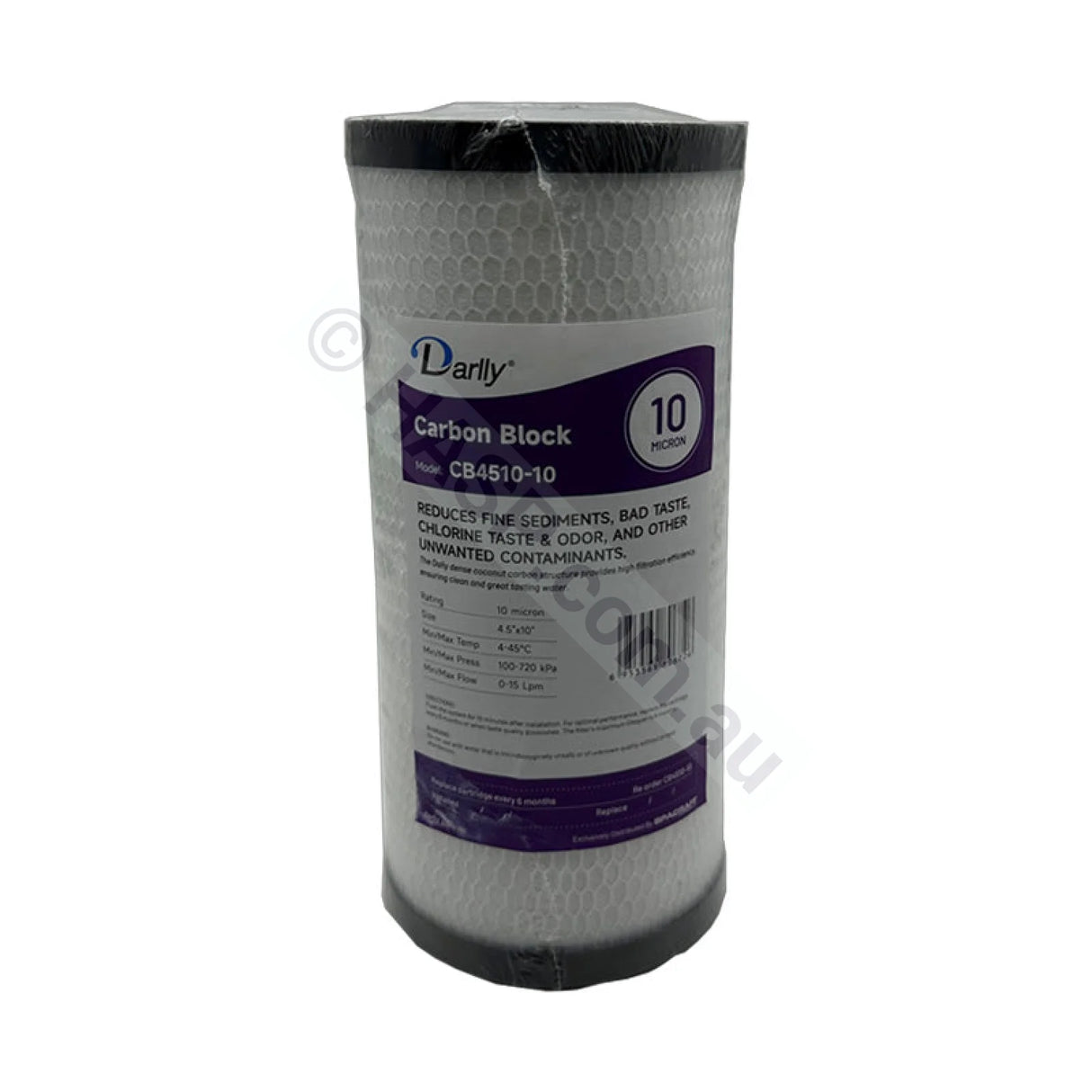Carbon Block water filter cartridge, 10 micron, 4.5" x 10" Big Blue (FC-CB4510-10)