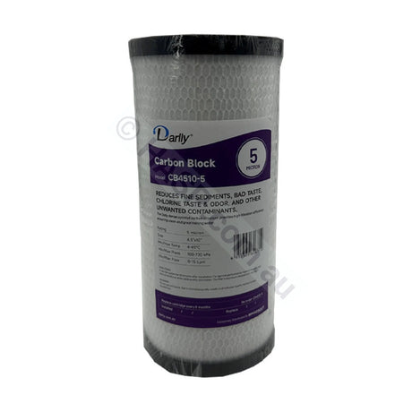 Carbon Block water filter cartridge, 5 micron, 4.5" x 10" Big Blue (FC-CB4510-5)