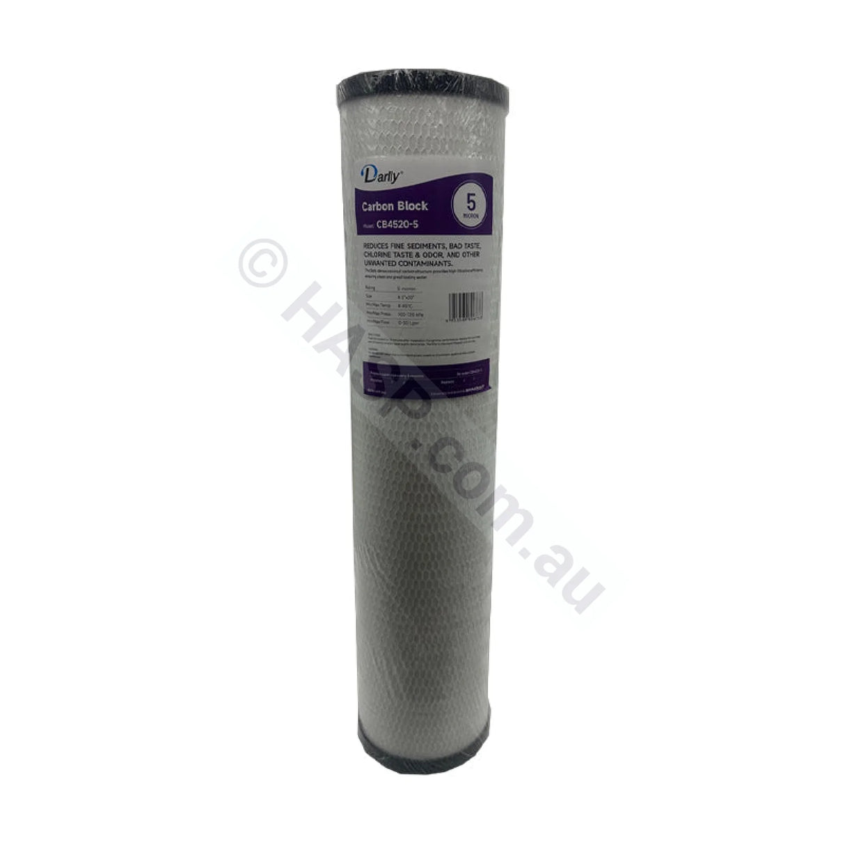 Carbon Block water filter cartridge, 5 micron, 4.5" x 20" Big Blue (FC-CB4520-5)