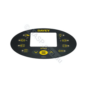 Davey Spa-Quip SP1200 Overlay - Oval - Touchpad Control Sticker Label - Spa Power 1200 - Pool & Spa