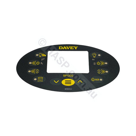 Davey Spa-Quip SP1200 Overlay - Oval - Touchpad Control Sticker Label - Spa Power 1200 - Pool & Spa