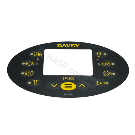 Davey Spa-Quip Sp1200 Overlay - Oval Touchpad Control Sticker Spa Power 1200