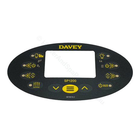 Davey Spa-Quip Sp1200 Overlay - Oval Touchpad Control Sticker Spa Power 1200