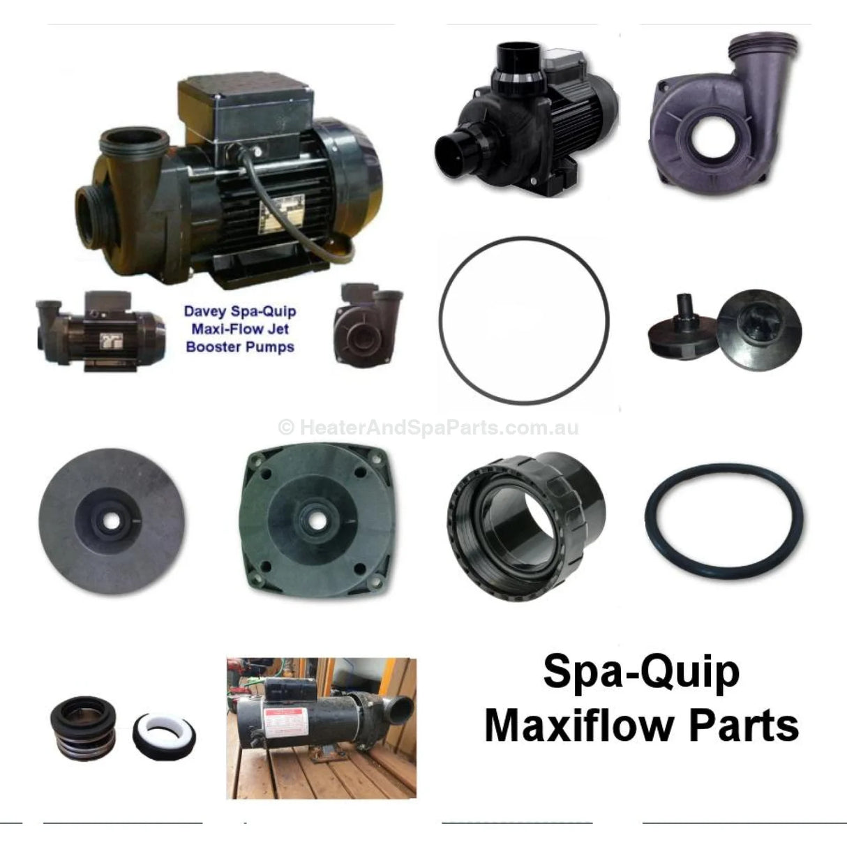 Davey SpaQuip Maxiflow Spa Booster Jet Pump - Spare Parts Listing - Heater and Spa Parts